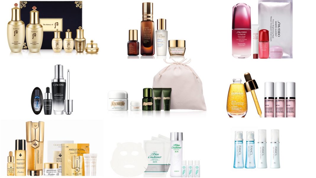▲2019週年慶保養組合推薦。（圖／后、蘭蔻、嬌蘭、雅詩蘭黛、海洋拉娜、ALBION、資生堂國際櫃、DARPHIN、FANCL）

