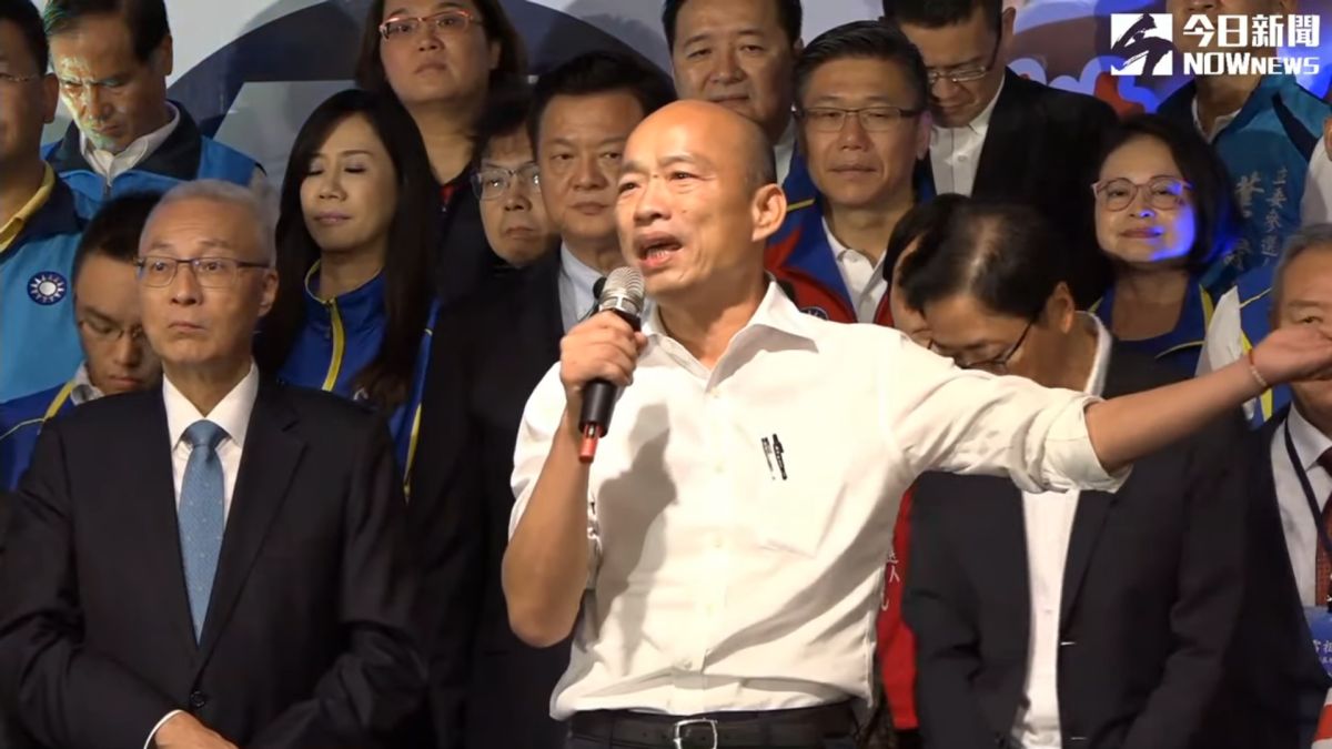 國民黨總統候選人韓國瑜8日重砲抨擊民進黨執政，「再往下一步，台灣就跟北韓一樣」。( 圖 / NOWnews 影音中心 )