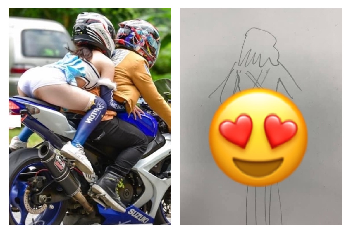 ▲當騎車在路上，看到前方車輛上的女子有「異狀」，該怎麼辦？（圖／翻攝自《爆怨公社》）