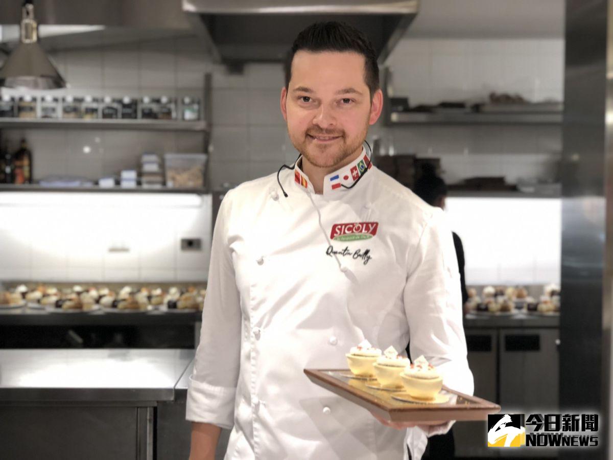 ▲法國知名甜點大師昆登‧貝利（ Quentin Bailly ）受台北晶華酒店之邀，即日起至 11 月 30 日限定推出包含 5 款專門為台灣設計的「世界冠軍下午茶」。（圖／記者陳致宇攝）