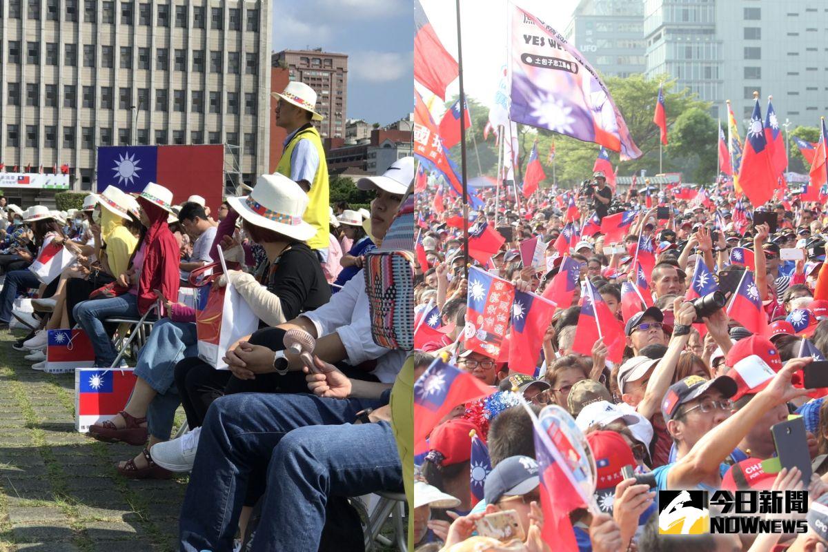 ▲台北與高雄的國慶大典，觀禮民眾的反應卻是大相逕庭。（合成圖／NOWnews攝影中心、記者郭俊暉攝影；, 2019.10.10）