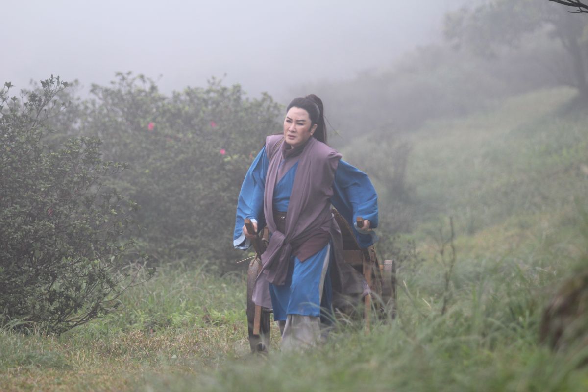 ▲楊麗花在《忠孝節義》目睹自己孩兒被奸臣扭斷脖子，只能拎著僅存的一條包布，在寒冬中徒手挖墳挖到流血。（圖 / 麗生百合提供）