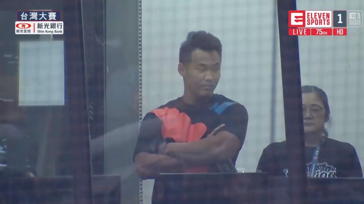 ▲王柏融現身中華職棒總冠軍戰第一戰。（圖／截自eleven sports）