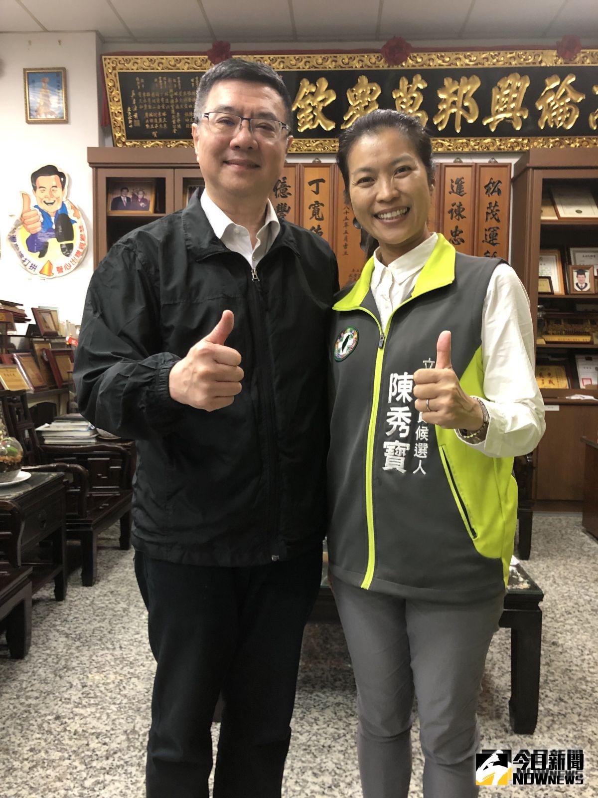 ▲民進黨提名陳秀寶力拚藍營從未被攻破過的立委選區，民進黨主席卓榮泰前來加油。（圖／記者陳雅芳攝，2019.10.13）