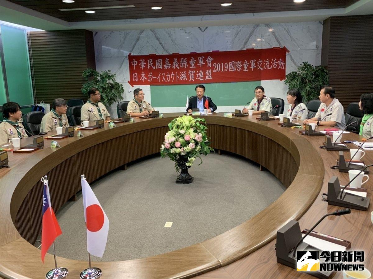 ▲嘉義縣長翁章梁與日本童軍代表團進行交流。（圖／記者陳惲朋攝 , 2019.10.14）