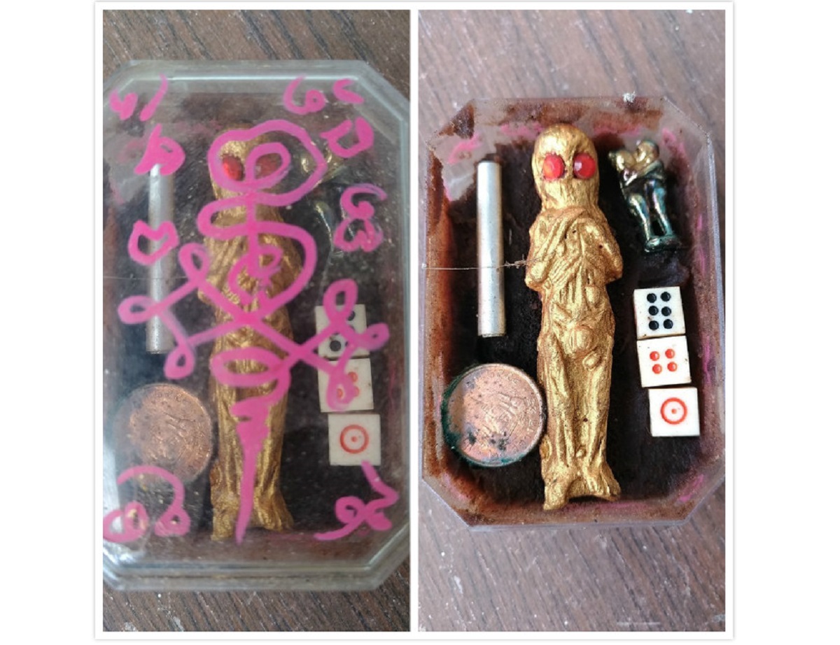 ▲新家驚見詭異「紅眼人偶」！行家揭恐怖用途，眾人全嚇傻。（圖／翻攝自臉書社團爆廢公社二館）