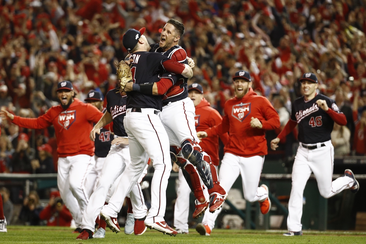 國民隊橫掃紅雀，闖進世界大賽。（圖／美聯社／達志影像）