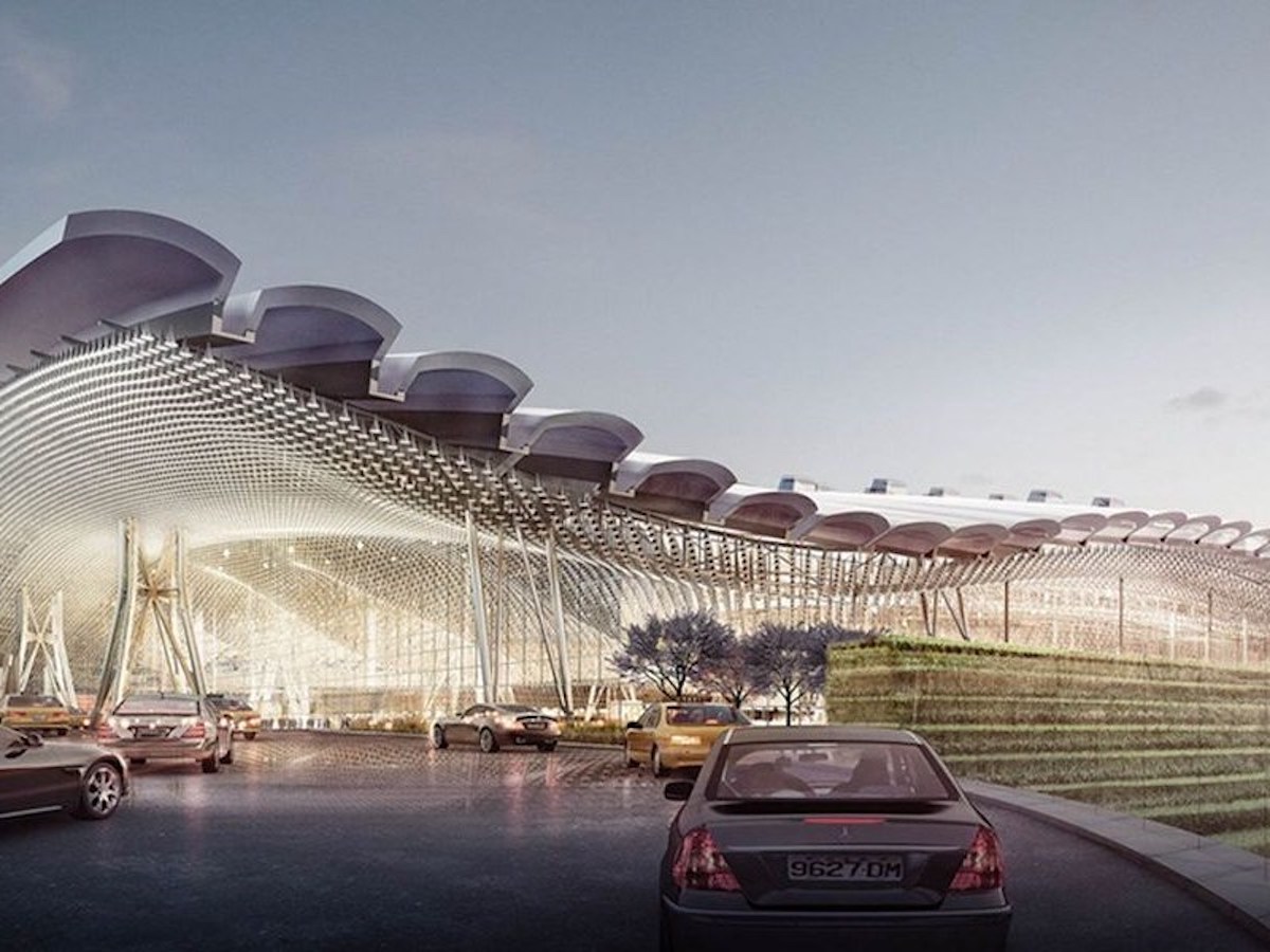 ▲桃園國際機場第三航廈主體航廈工程 3 度流標，交通部要求桃機公司簡化航廈設計、控制預算，研擬取消波浪屋頂與玻璃天窗，希望在明年 2 月前可以順利定案，順利於 2023 年前完工。（圖／桃園機場公司）