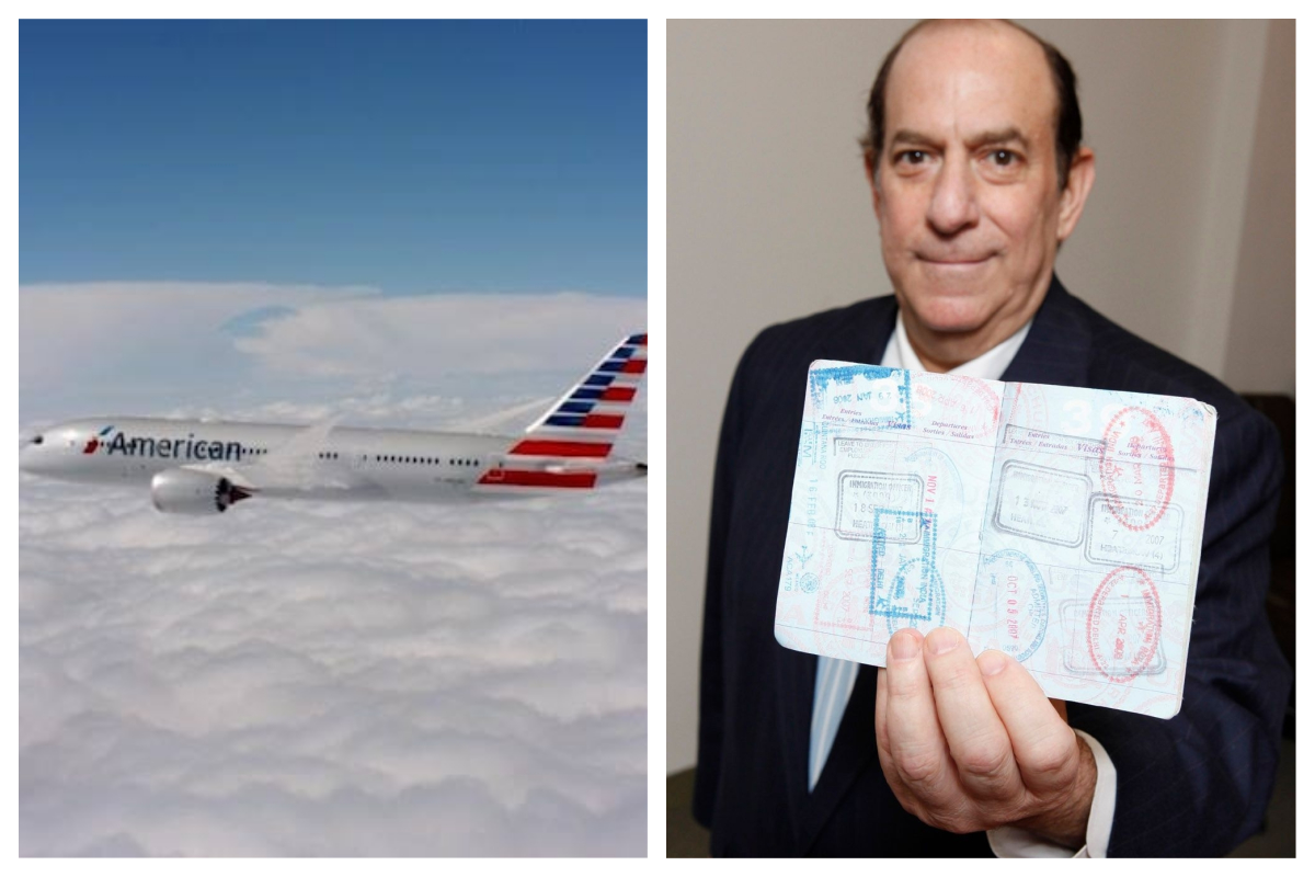 ▲美國航空曾發售「飛到飽」資格，雖然售價不斐，男銀行家仍然使它發揮其最大效用。（合成圖／翻攝自臉書、推特）