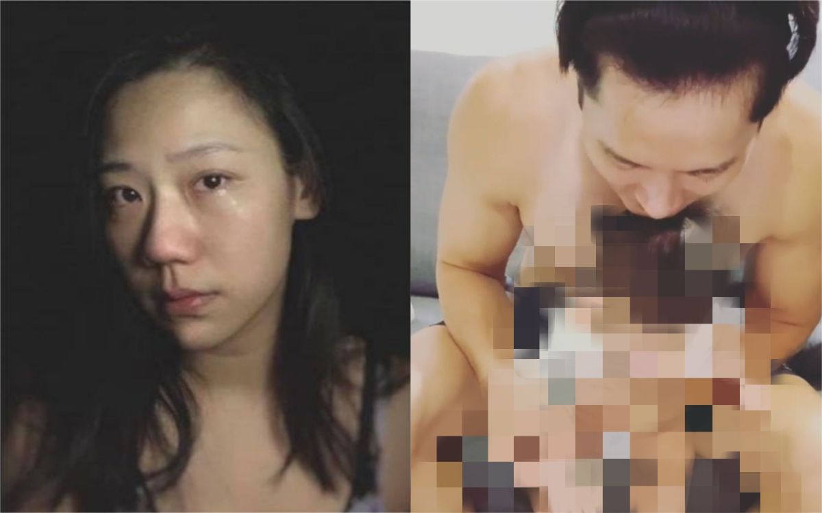 ▲梁敏婷（左圖）上傳一段影片，馬俊麟裸身入鏡。（圖／翻攝IG）