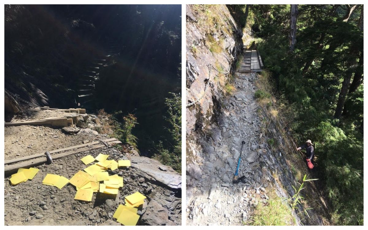 ▲玉山管理處26日發現，玉山主峰線沿路幾處定點被撒冥紙。（圖／取自玉管處臉書專頁）