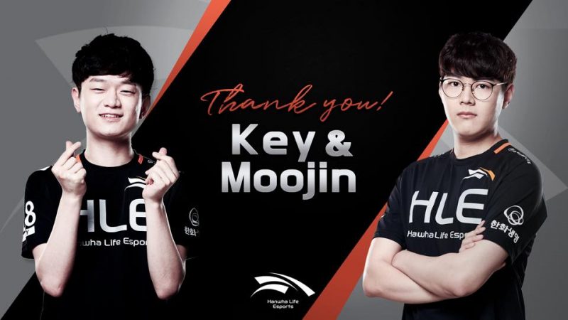 韓國戰隊 Hanwha Life Esports （HLE）宣布與隊內輔助 Key 以及打野 Moojin 兩位選手解約 圖：翻攝自 HLE 官方粉絲專頁