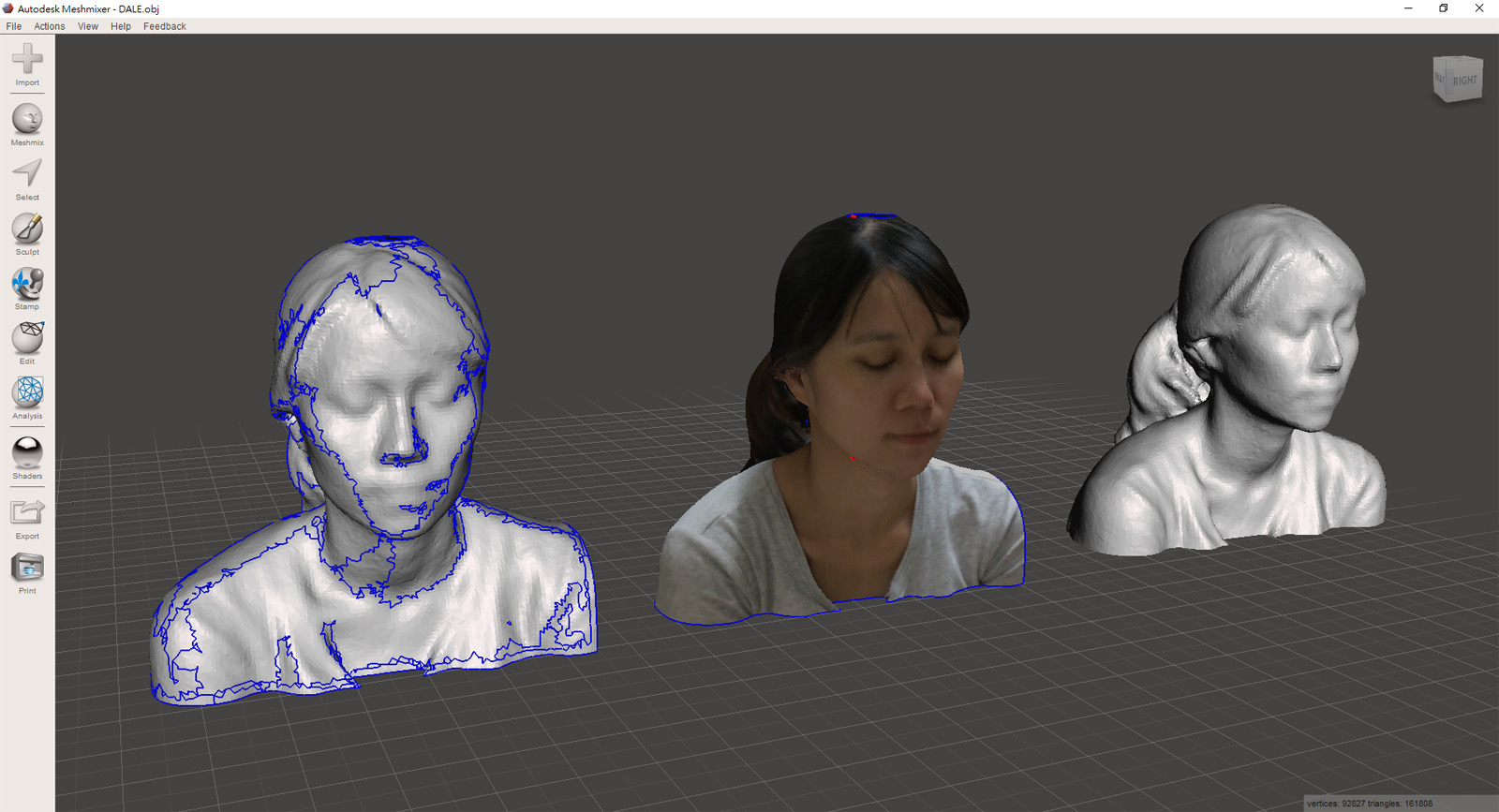 ▲掃描過後的模型也可透過免費的塑型軟體進行整理。
