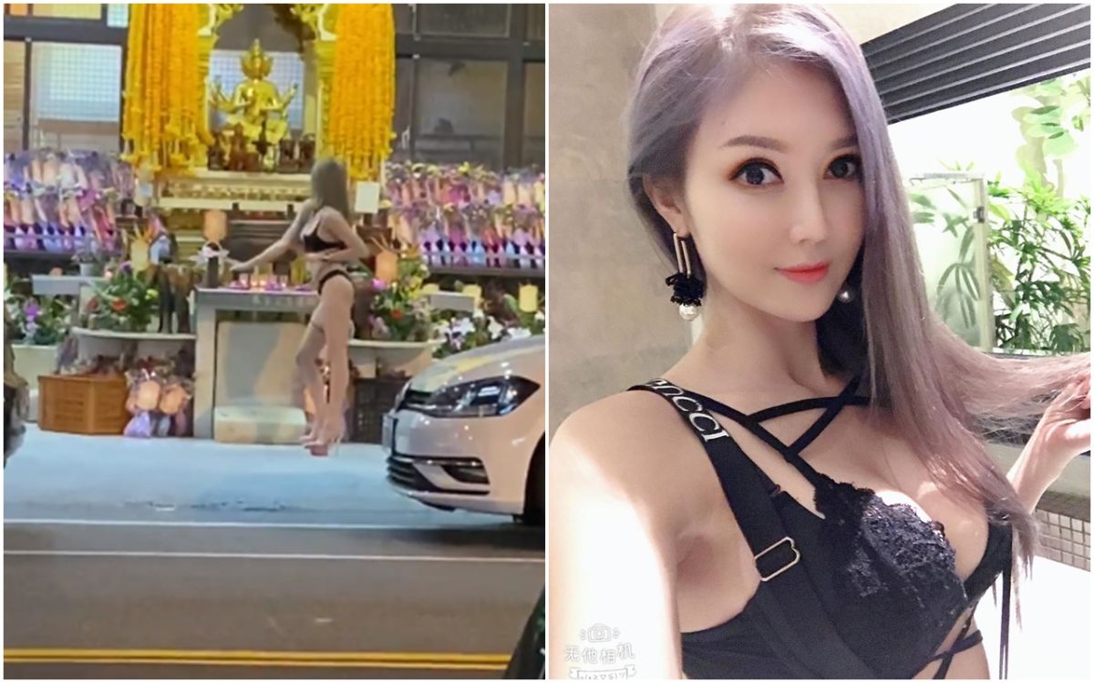 ▲中壢小哥目擊金髮妹還願熱舞。（圖／翻攝加藤軍路邊隨手拍／恩恩臉書）