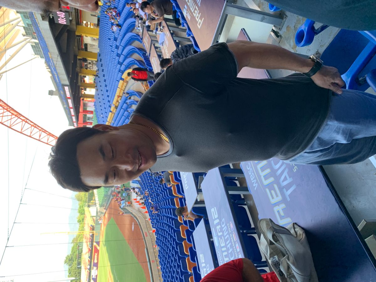 韓國隊前左投奉重根來台情蒐。（圖／吳政紘攝）