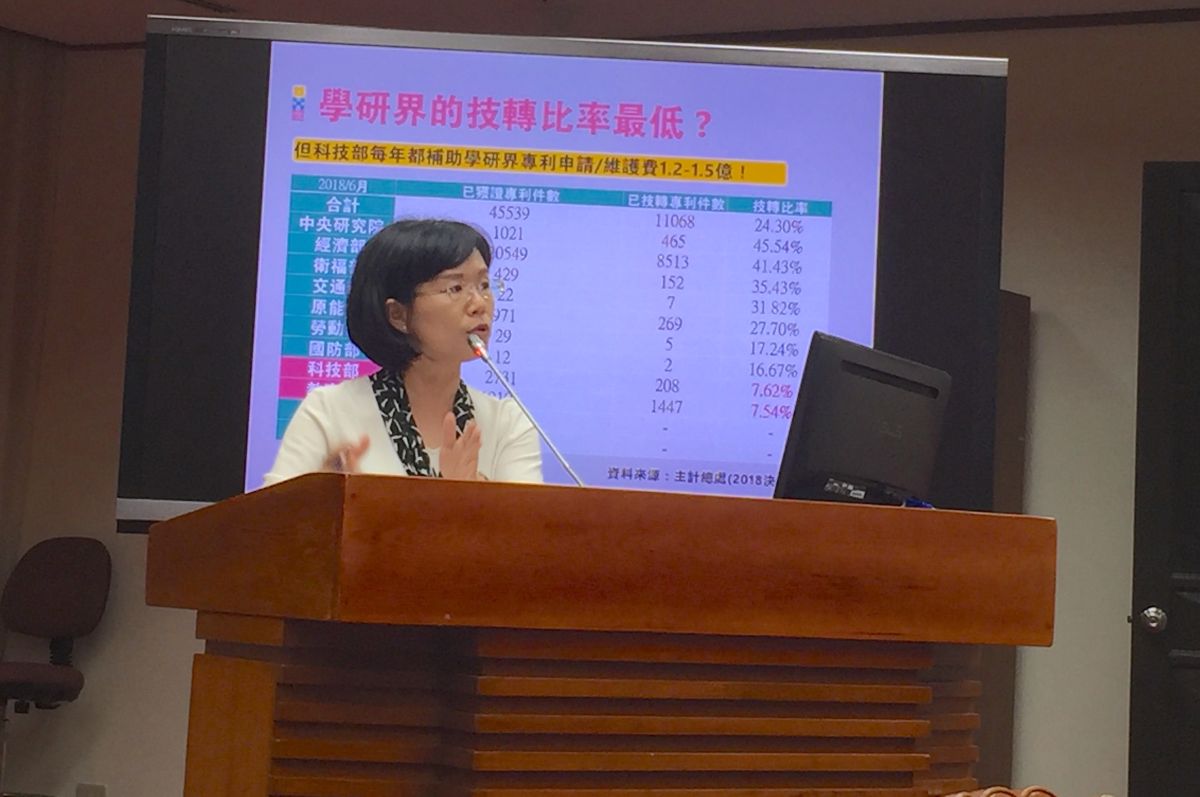 ▲蘇巧慧質詢科技部長林良基指出，台灣高達9成的企業沒有審核專利的機制，呼籲科技部應該正視。（圖／記者黃仁杰攝，2019.11.4）