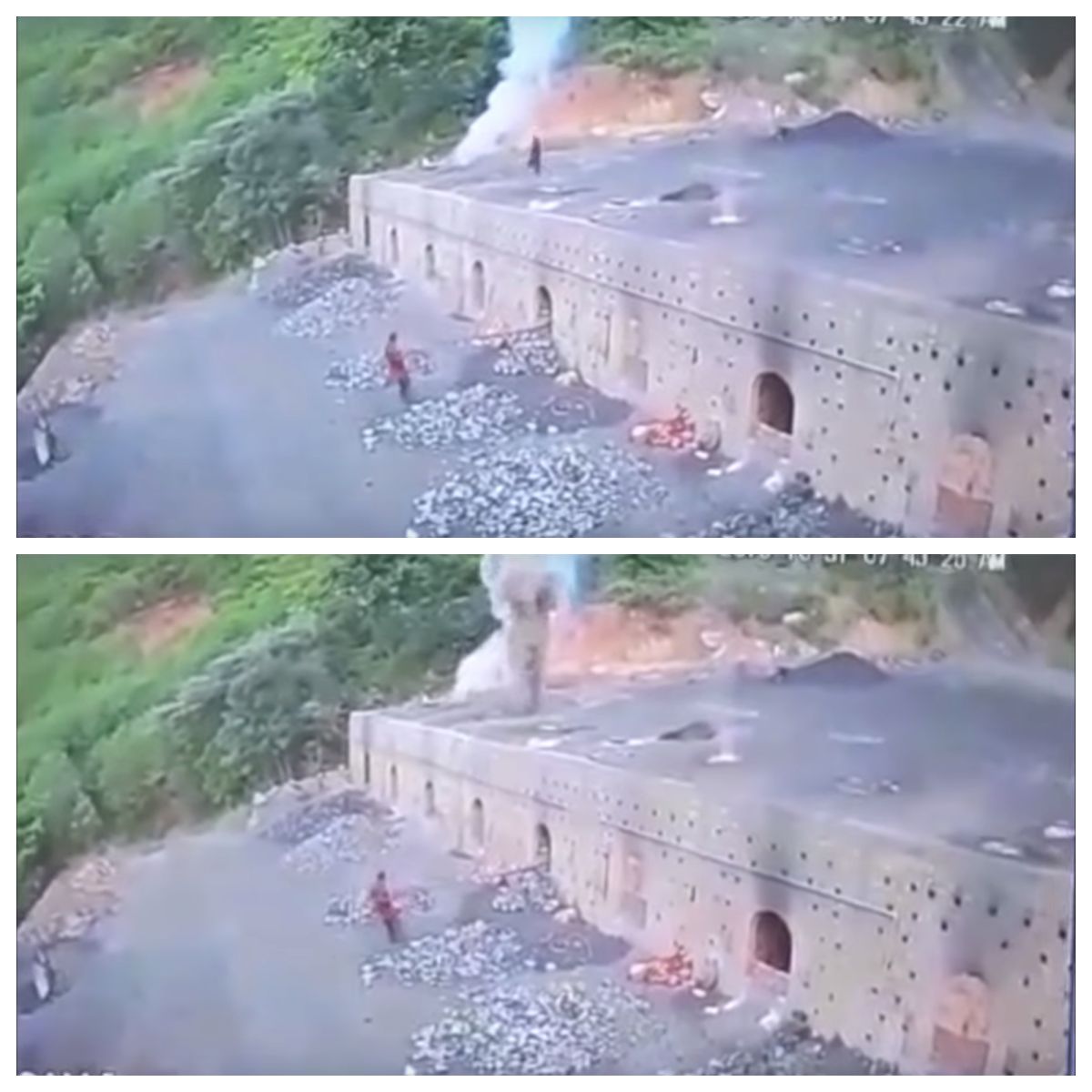 ▲男子掉入火坑後，只見一縷黑煙。（圖／翻攝自《 La Opinión 》）