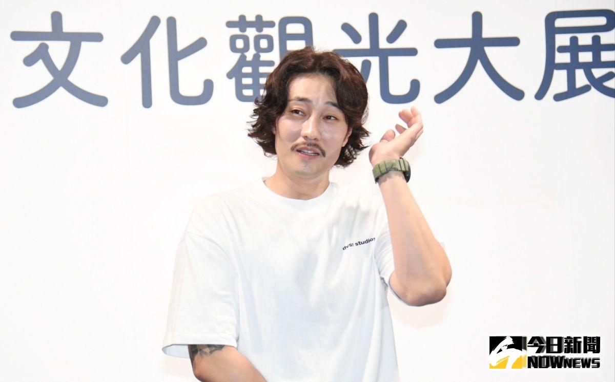 ▲蘇志燮來台出席「2019韓國文化觀光大展」開幕。（圖／記者林調遜攝）
