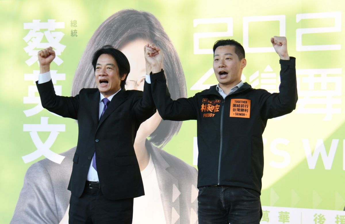 ▲前行政院院長賴清德為無黨籍立委林昶佐站台。（圖／記者林調遜攝）