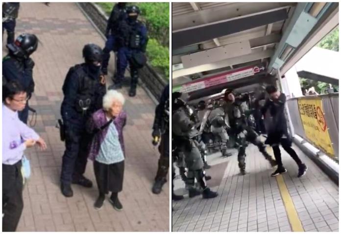 ▲網傳老奶奶和孕婦遭到逮捕。（圖／翻攝自推特）