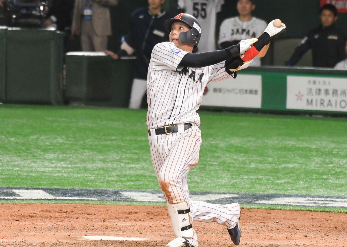 ▲日本隊山田哲人敲出勝安打。（圖／記者葉政勳攝 ）