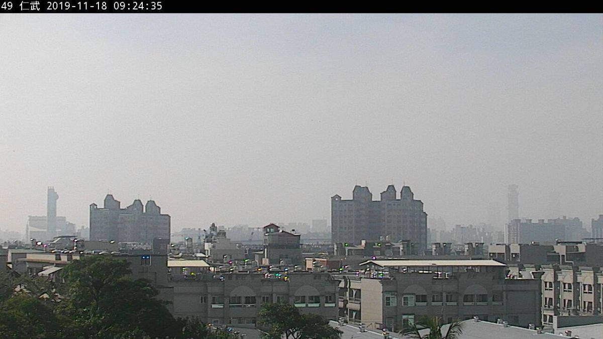 ▲受東北季風夾帶大陸汙染物影響，今（18）日空氣品質不佳。圖為仁武測站今日9時監測影像。（圖／翻攝自空氣品質監測網）