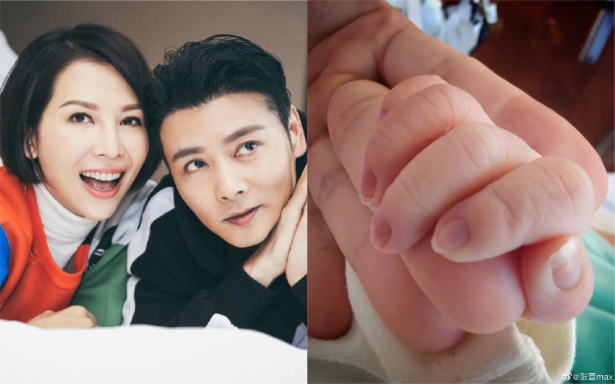 ▲蔡少芬第三胎順產，老公張晉分享寶寶小手照。（圖／微博）