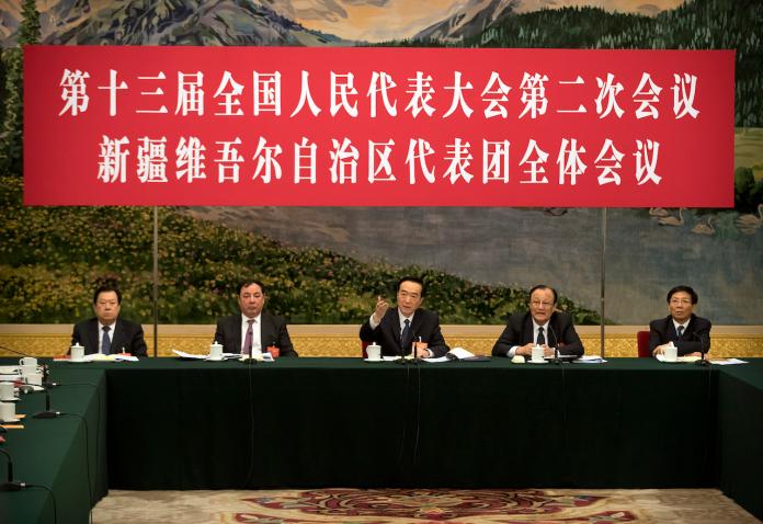 ▲ 2019 年 3 月於北京人民大會堂舉行的新疆維吾爾自治區代表會議。（圖／美聯社／達志影像）