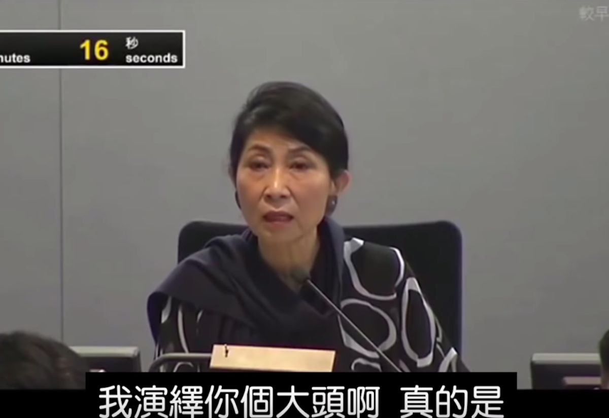 ▲香港議員毛孟靜於《禁蒙面法》小組委員會上抨擊香港警方濫權。（圖／翻攝自台灣佛克斯 Taiwan Focus ／影片）