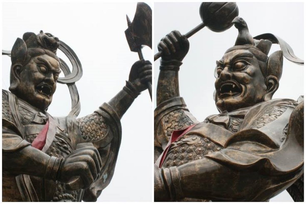 南投名間松柏嶺受天宮黑虎、烏鴉將軍左右護法。（圖／翻攝自下營瓦磘庄北興宮粉專）