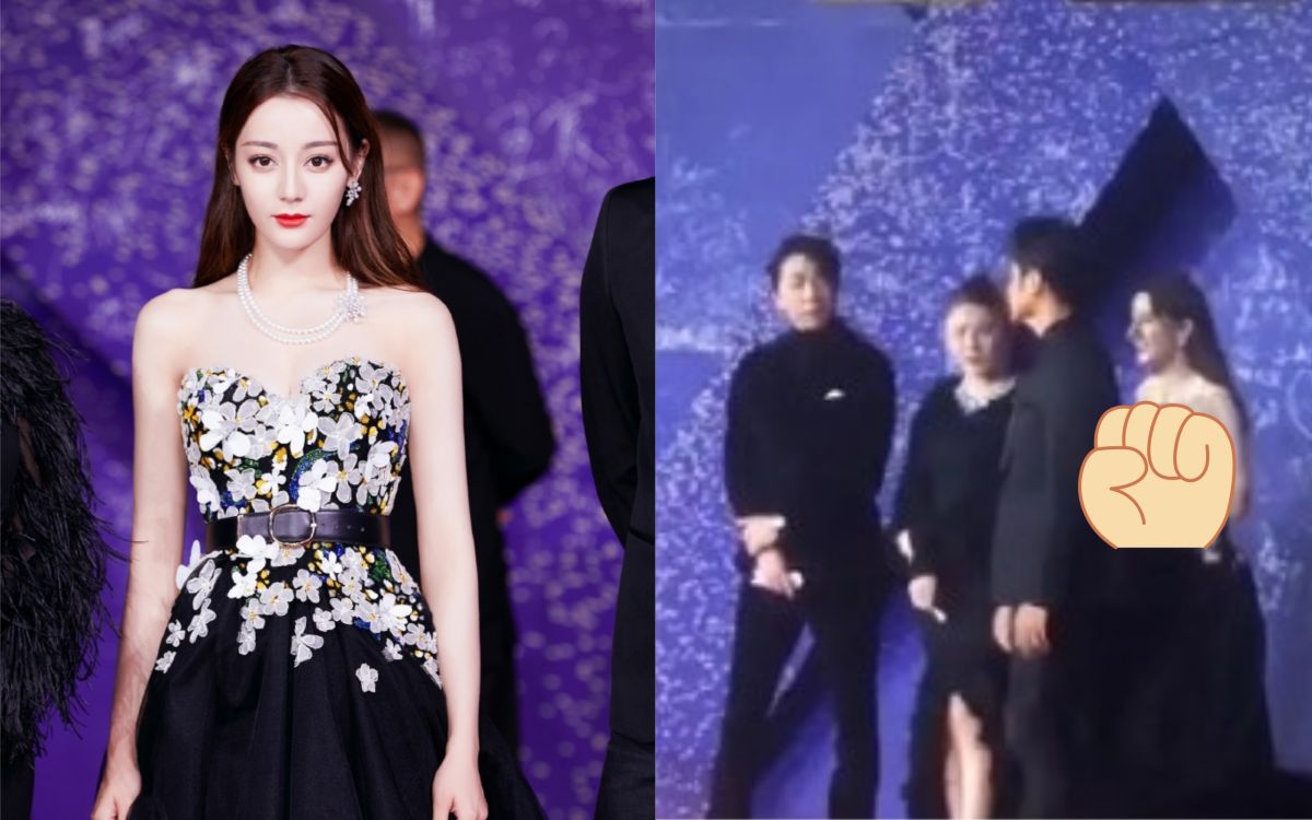 ▲迪麗熱巴在紅毯上差點春光外洩。（圖／微博）