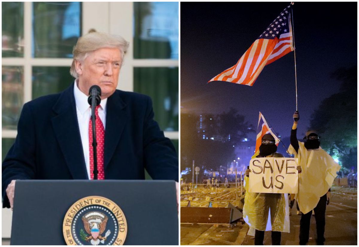 ▲美國總統川普正式簽署 2019 《香港人權與民主法案》。（圖／翻攝自美國白宮 Twitter ／美聯社／達志影像）