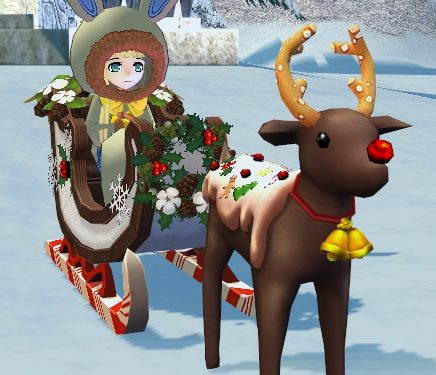 《新瑪奇》冬天雪花樹活動獎勵－聖誕搖晃鹿椅子、魯道夫人偶、雪橇椅子