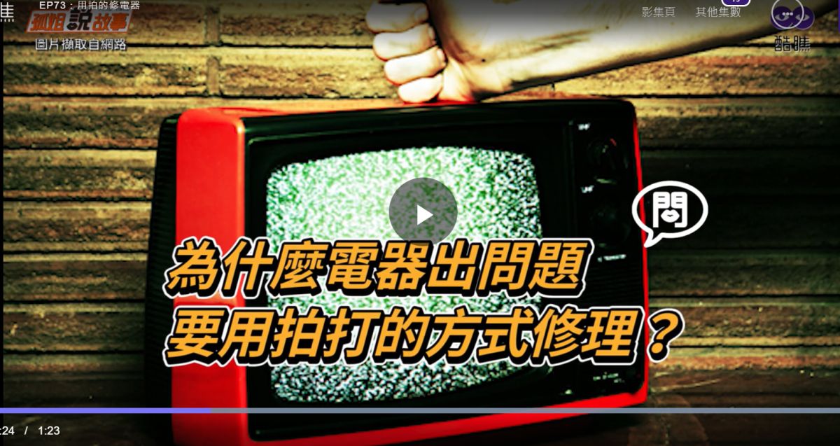 ▲電器壞掉，拍兩下可以修理好的迷思。（取自酷瞧影片）