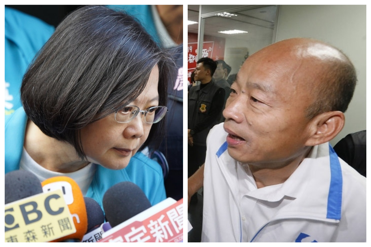 ▲針對國民黨總統參選人韓國瑜 4 日在媒體投放攻擊民進黨的負面廣告，蔡英文總統連任辦公室發言人阮昭雄回應，看完之後只有「黑人問號」，並提出了 7 個「憑什麼」回擊。（合成圖／中央社資料圖片）