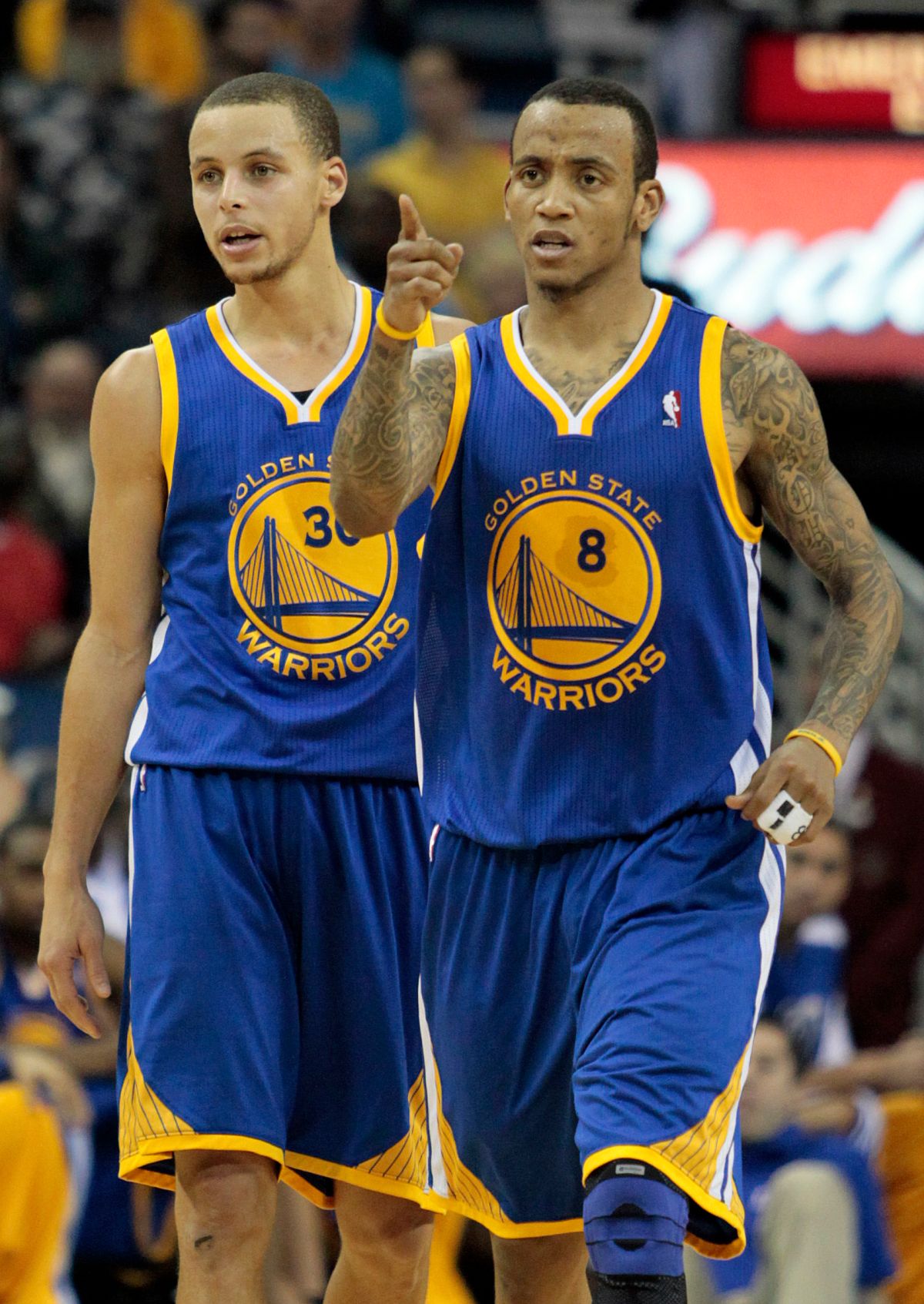 ▲Stephen Curry(左)、Monta Ellis（圖／美聯社／達志影像）