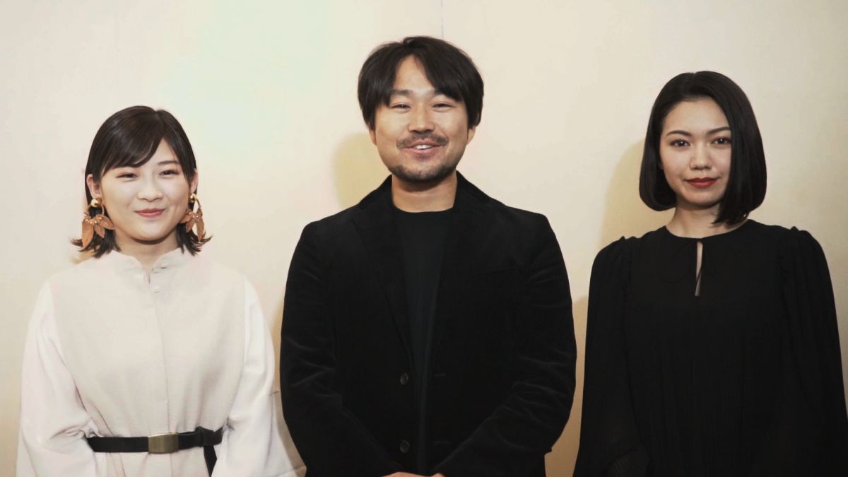 ▲（左起）伊藤沙莉、導演品田俊介、二階堂富美，錄製影片和台灣觀眾催票。（圖／水元素）
