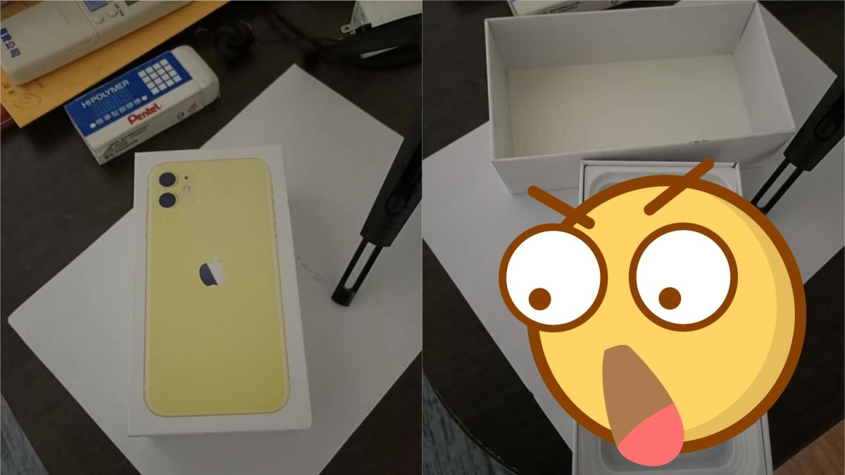 ▲男網友從娃娃機內夾出蘋果手機盒。（圖／爆怨公社）