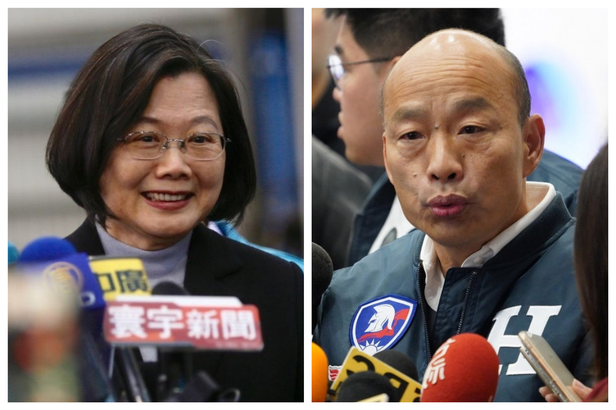 ▲一支民進黨的競選影片，讓韓國瑜、蔡英文持續爭論到底哪邊對不起高雄人。（合成圖／中央社資料圖片）