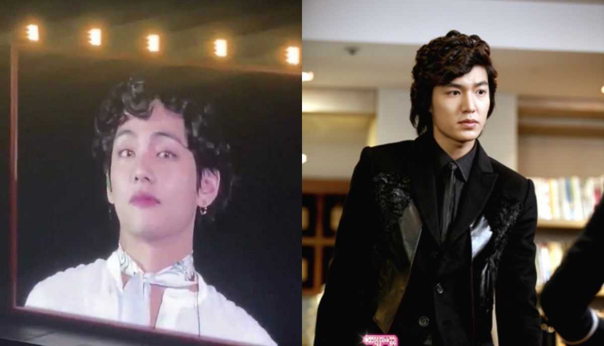 ▲V捲髮過頭，被JIN比喻成具俊表。（圖／韓網）