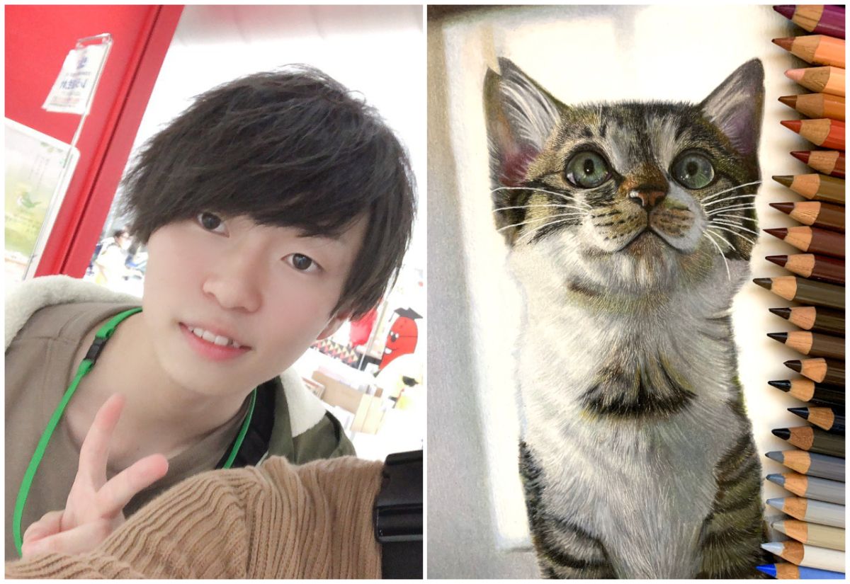 ▲日本高中生（右）三年來每天堅持畫畫 8 小時，練就了媲美照片的畫工。（圖／翻攝自推特）