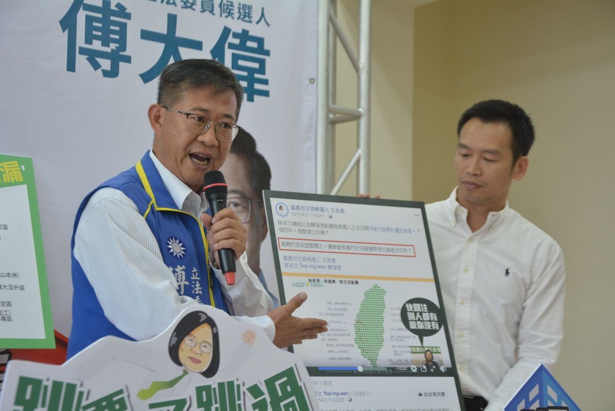 ▲傅大偉質疑，蔡政府刻意遺忘，是嘉義市政黨輪替的考量嗎？（圖／記者郭政隆攝影2019.12.17）