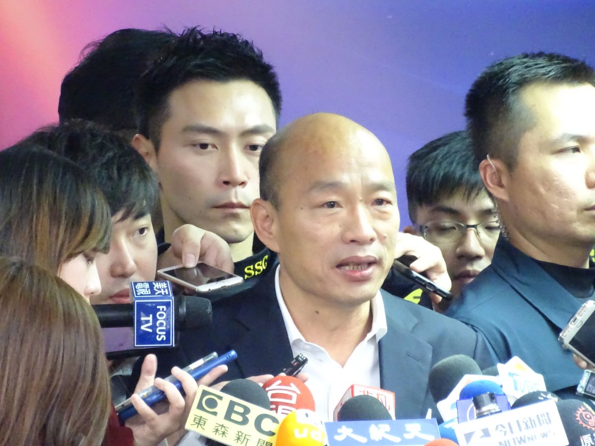 ▲國民黨總統候選人韓國瑜17日下午出席全國工商界聯合力挺韓國瑜競選總統後援會，會後媒體聯訪。（圖／記者呂炯昌攝, 2019.12.17）