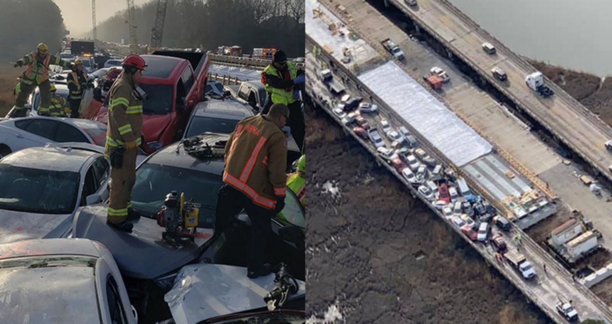 ▲美國維吉尼亞州一處州際公路，當地時間 22 日傳出重大連環車禍， 60 多輛車撞成一團。（圖／翻攝自 Abc News ）