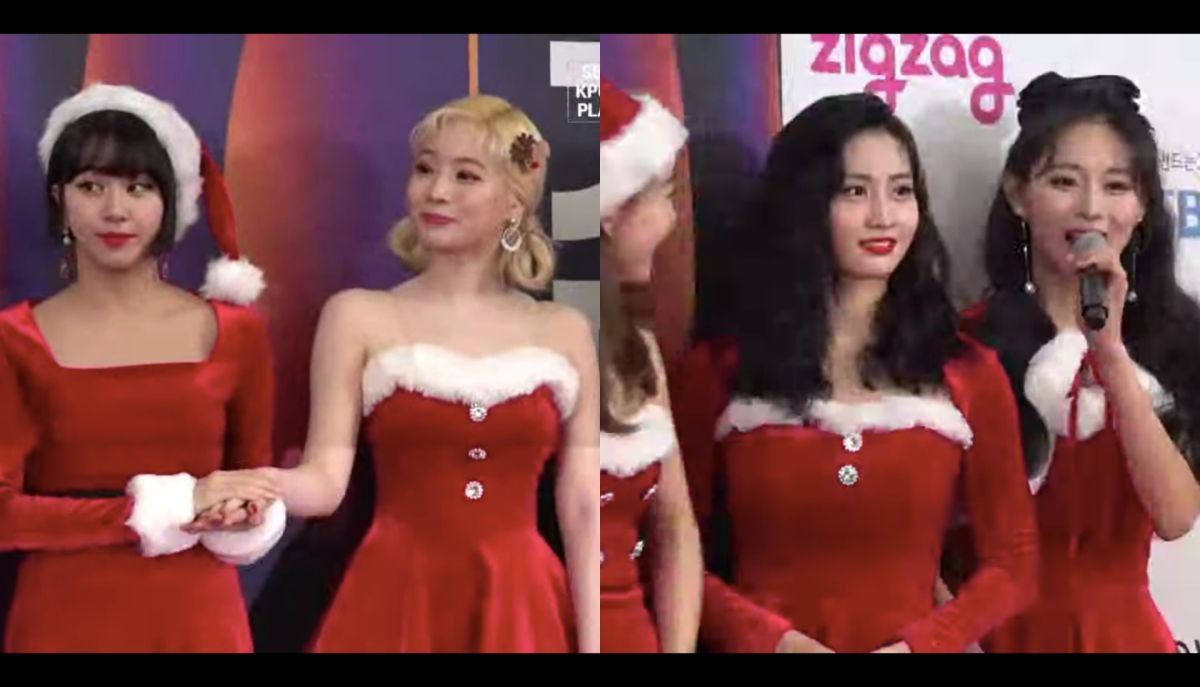 ▲TWICE扮成聖誕女郎超吸睛。（圖／SBS KPOP PLAY YouTube）