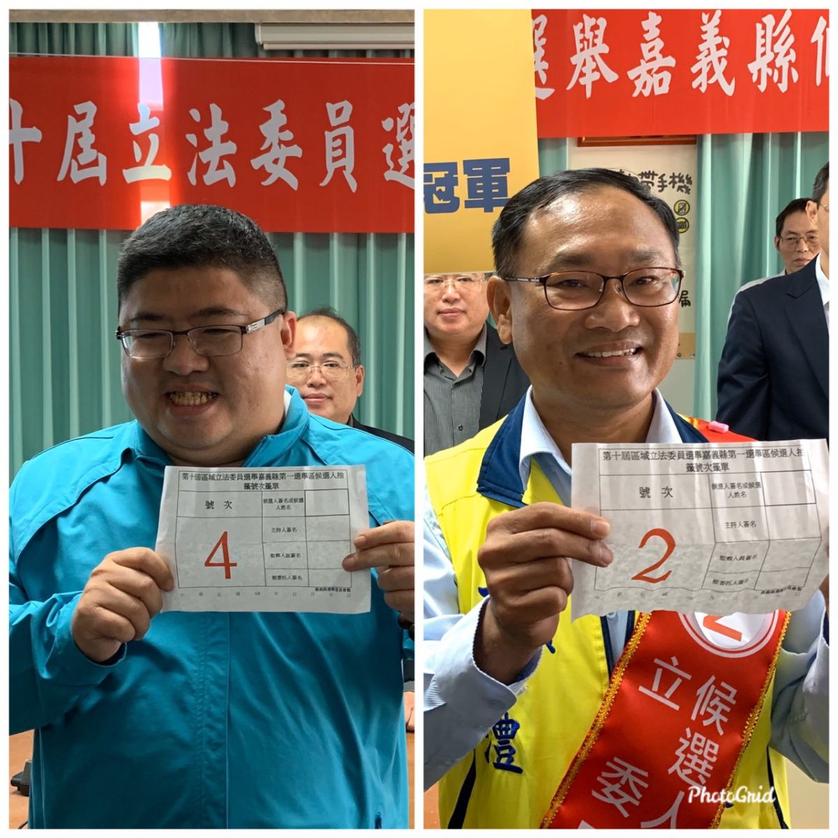 2020年嘉義縣海區立委參選人民進黨蔡易餘(左起)、國民黨王啟澧，藍綠對決競爭激烈。（圖／記者陳惲朋編）