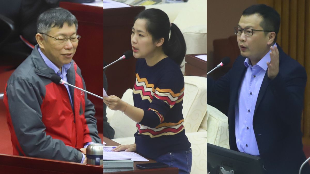 ▲台北市長柯文哲、國民黨市議員徐巧芯與羅智強。（圖／記者葉政勳攝, 2019.12.26）