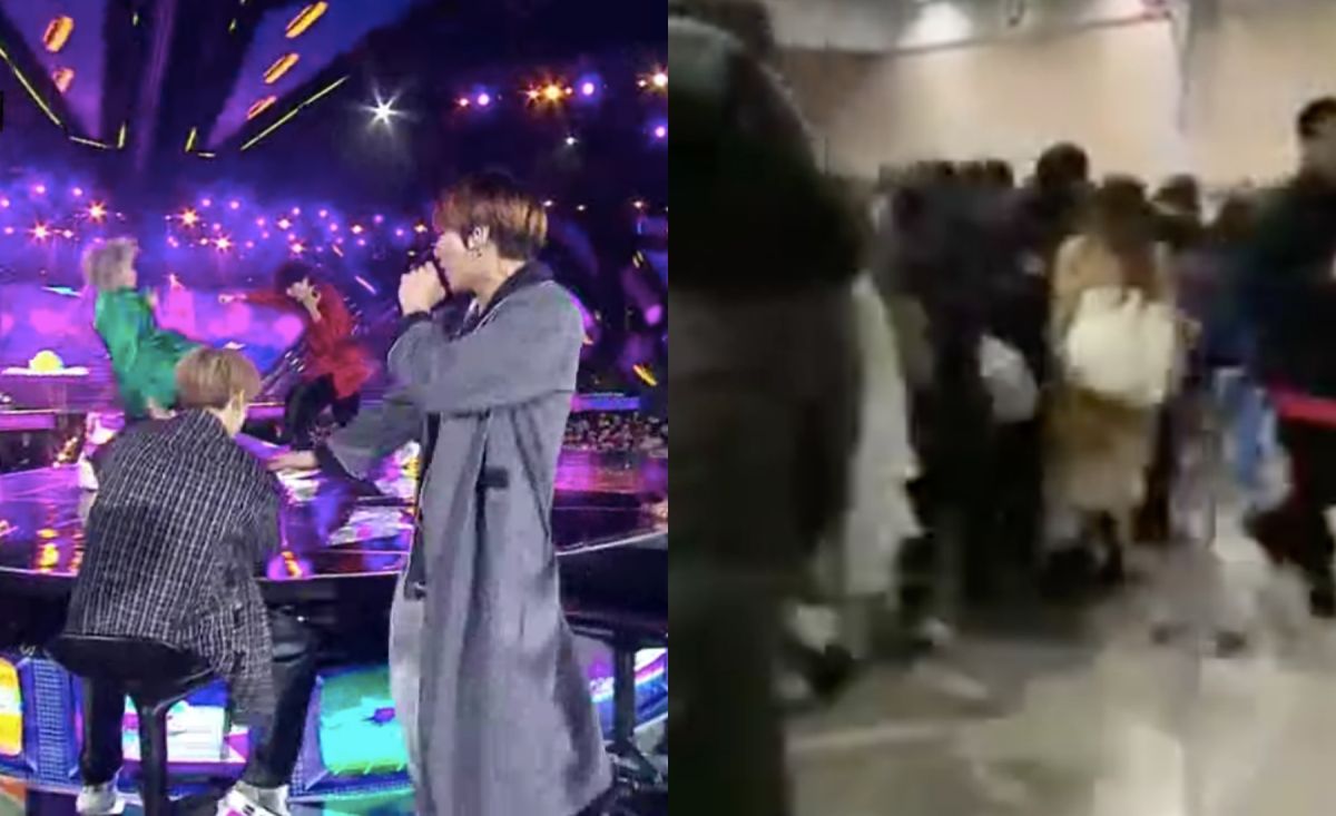 ▲BTS「打鬥」表演〈Go Go〉；粉絲入場引暴動。（圖／KBS World TV YouTube、微博）
