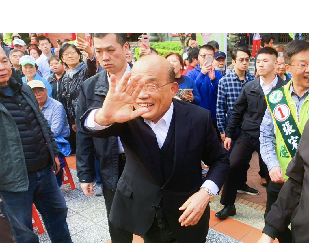 ▲蘇貞昌今出席新北市板橋西區民進黨候選人張宏陸的造勢活動。（圖／記者宋原彰攝，2019.12.28）