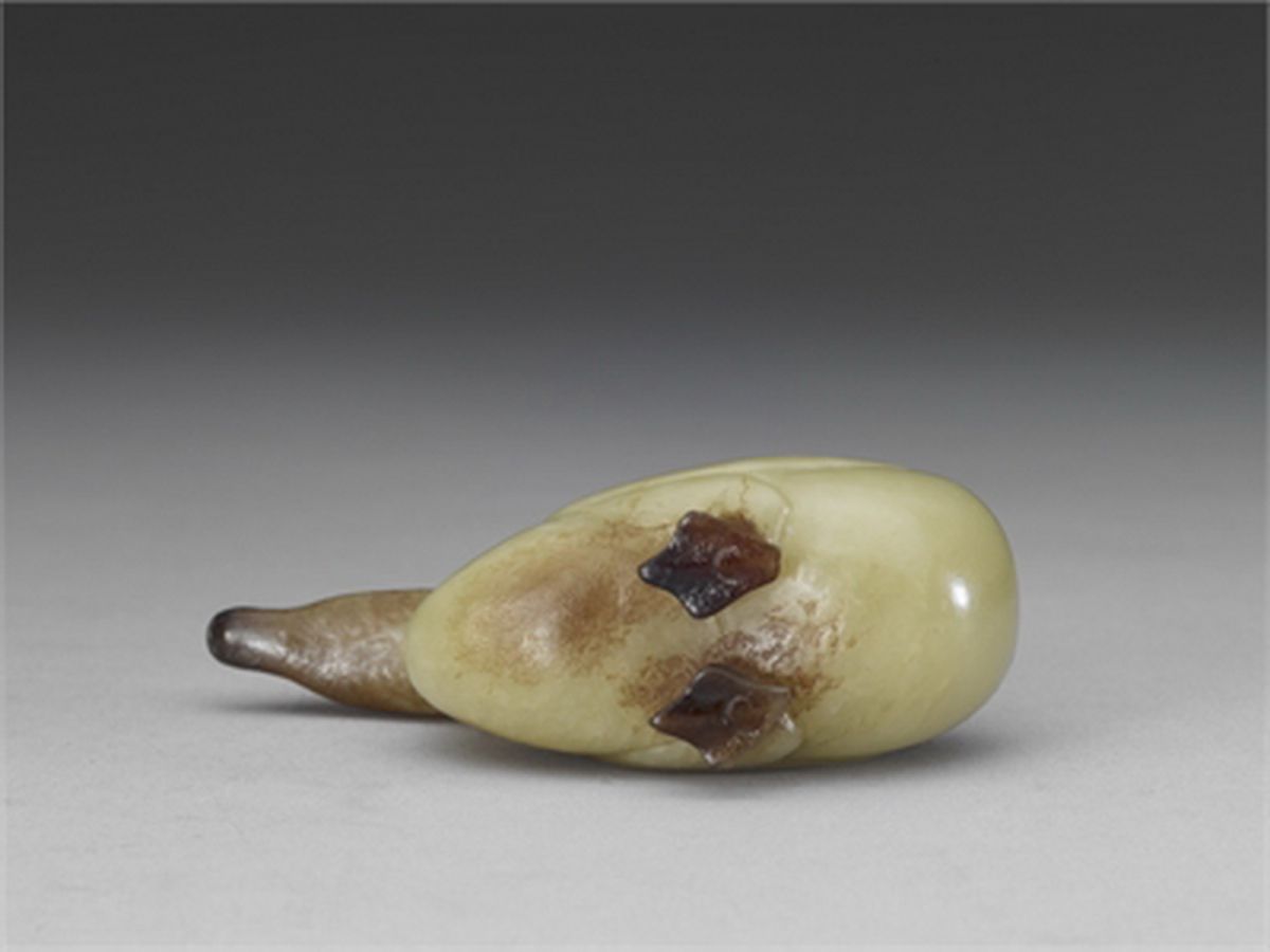 ▲黃玉鴨，從北宋開始，玉器以雁鴨為造型。（圖／故宮博物院提供 記者陳雅芳翻攝，2019.12.29）